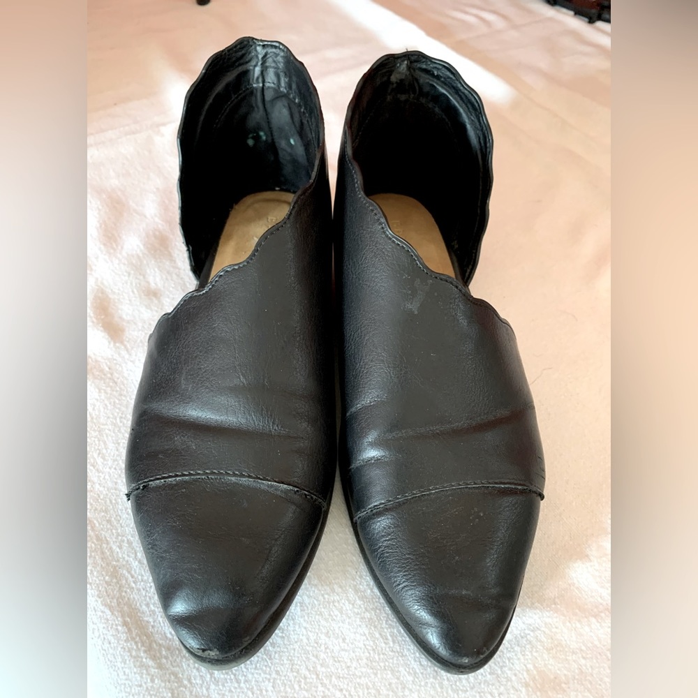 Bamboo Pointy CapToe D’Orsay Side Cutout Ankle Boot Scallop Flat Oxford Shoe 6.5